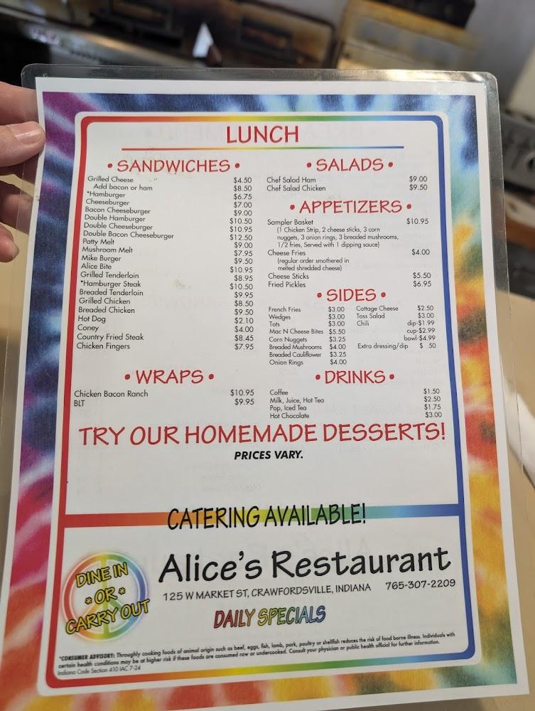Alice's Restaurant Menu image 2