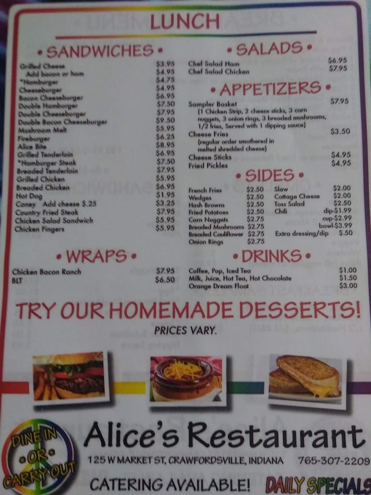 Alice's Restaurant Menu image 3
